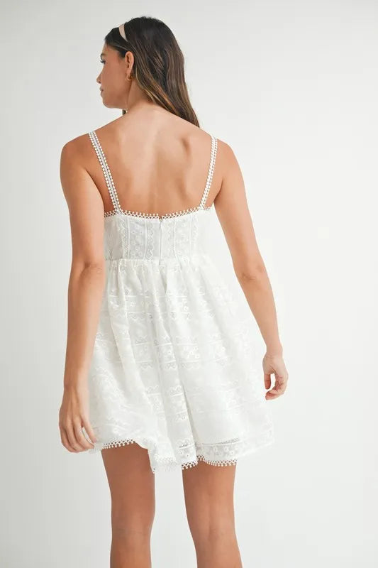 Image of MABLE Eyelet Lace Babydoll Mini Cami Dress | Queeble.shop