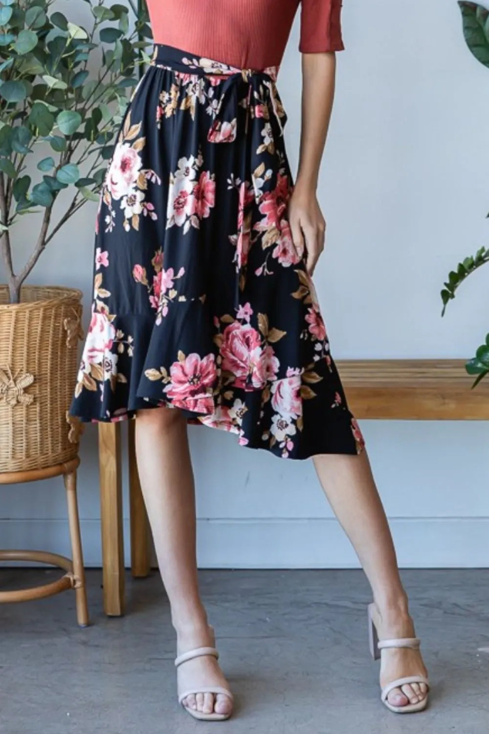 Image of Reborn J Floral Wrap Ruffle Hem Dress | Queeble.shop