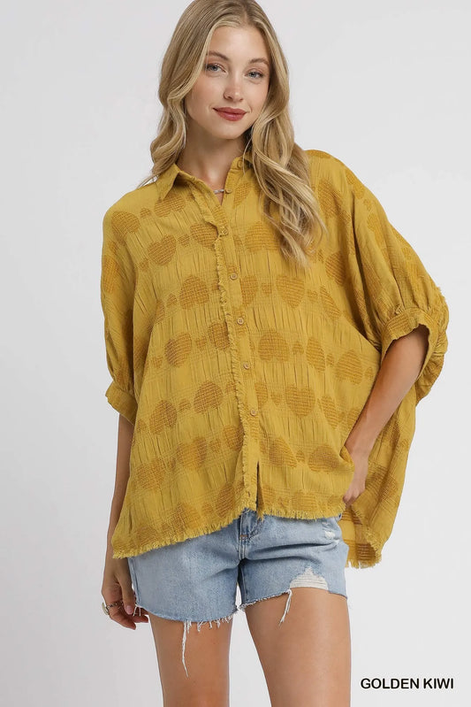 Image of Umgee Jacquard Heart Collared Shirt | Queeble.shop