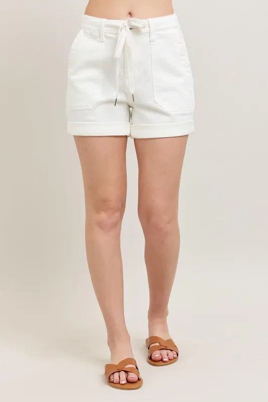 Image of Judy Blue Full Size High Waist Cuff Denim Shorts Plus Size | Queeble.shop