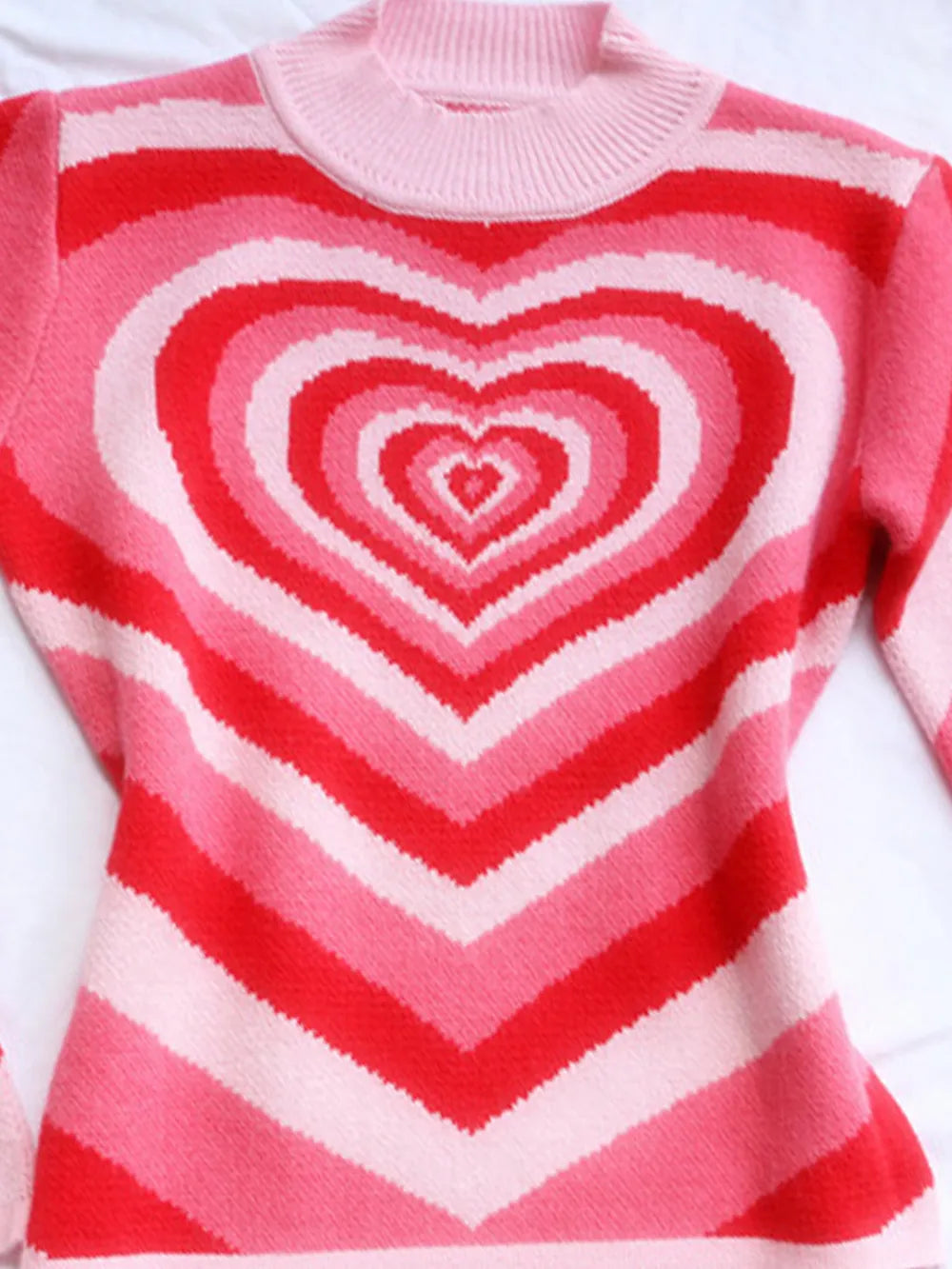 Image of Heart Mock Neck Long Sleeve Sweater | Queeble.shop