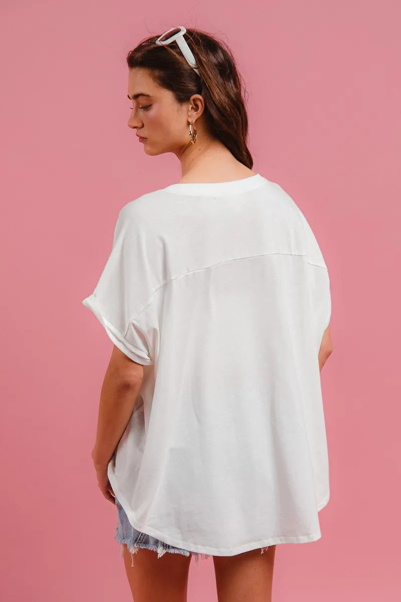 Image of BiBi Solid Terry With Fourth Of July Theme Patched Top | Queeble.shop