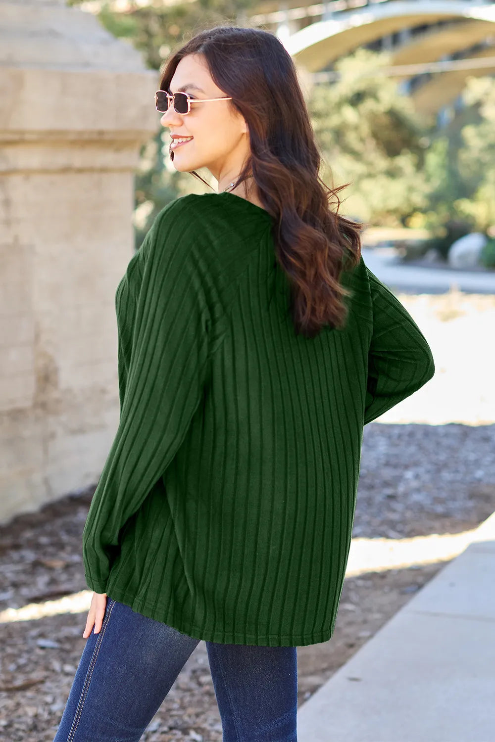 Image of Basic Bae Full Size Ribbed Round Neck Long Sleeve Knit Top | Queeble.shop