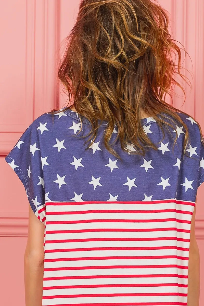 Image of BiBi Star Rpinted with Stripe Combo Top | Queeble.shop