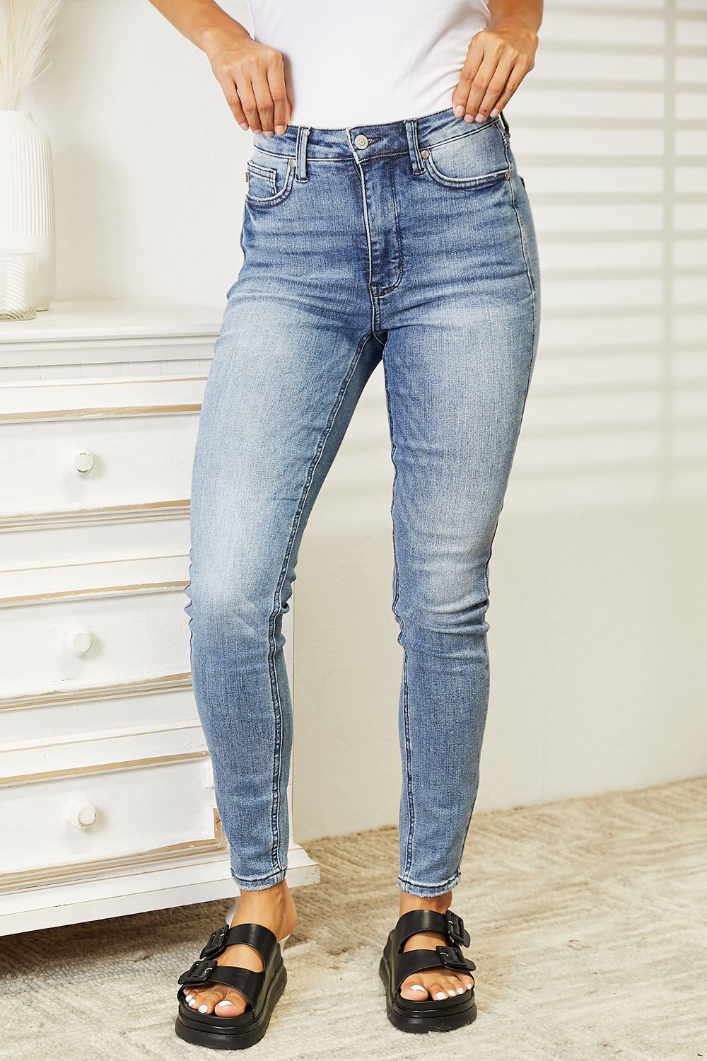 Image of Judy Blue Full Size High Waist Tummy Control Vintage Skinny Jeans | Queeble.shop