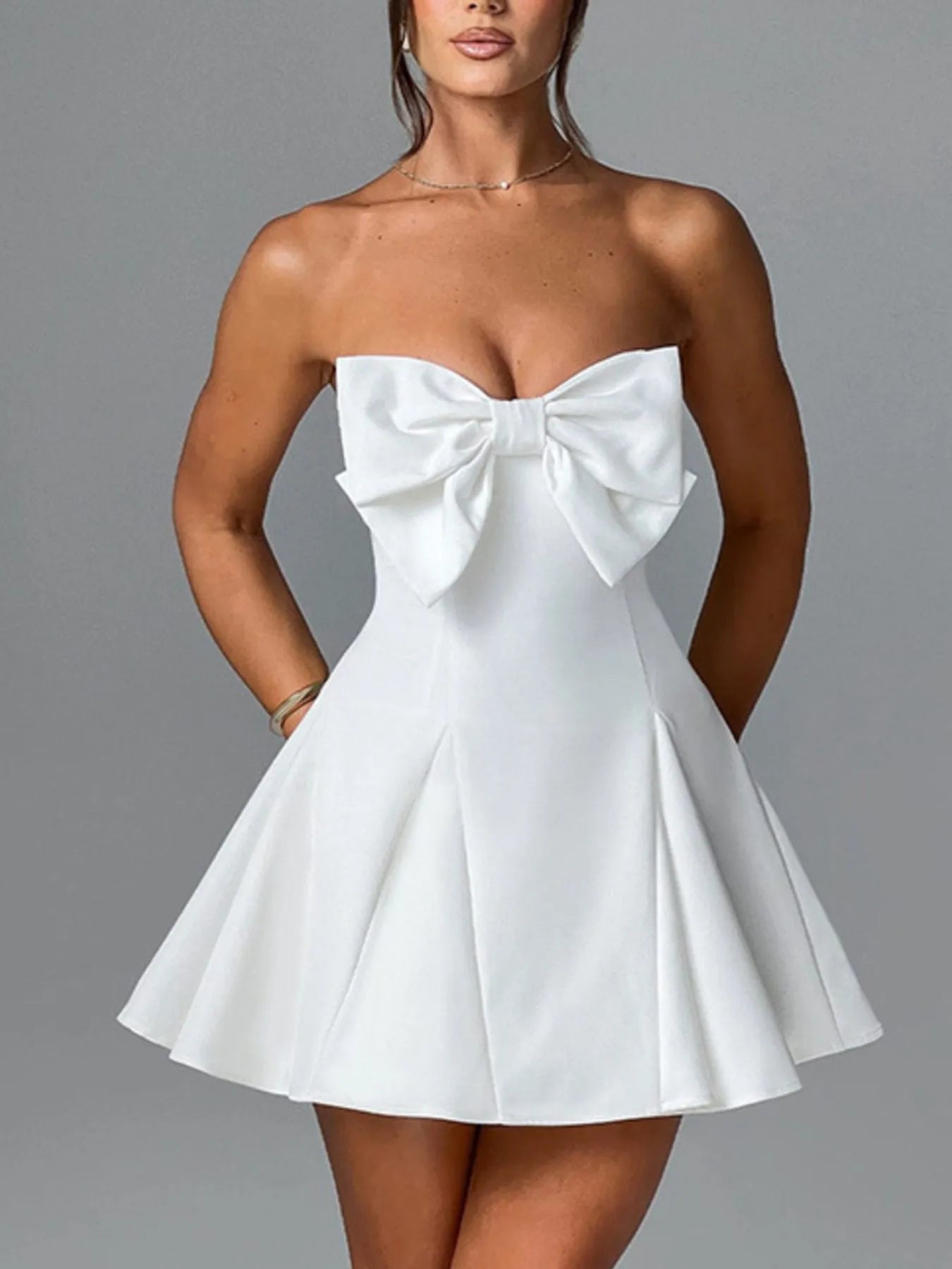 Image of Bow Tube A-Line Mini Dress | Queeble.shop