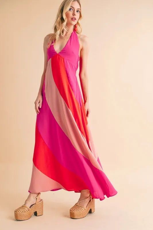 Image of Aemi+Co Color Block Sleeveless Maxi Dress | Queeble.shop