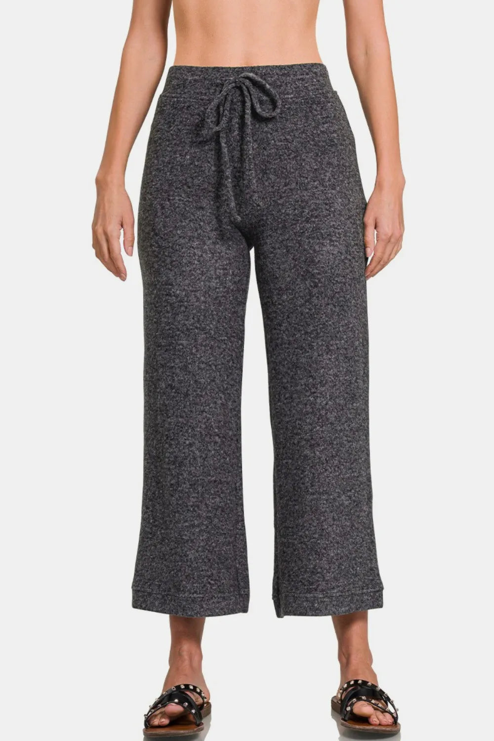 Image of Zenana Drawstring Hacci Cropped Pants | Queeble.shop