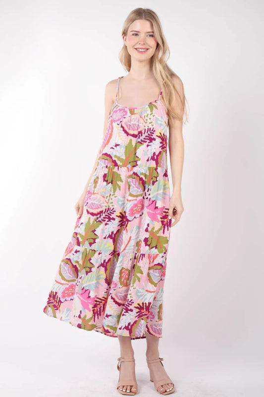 Image of VERY J Tropical Printed Cami Midi Dress | Queeble.shop