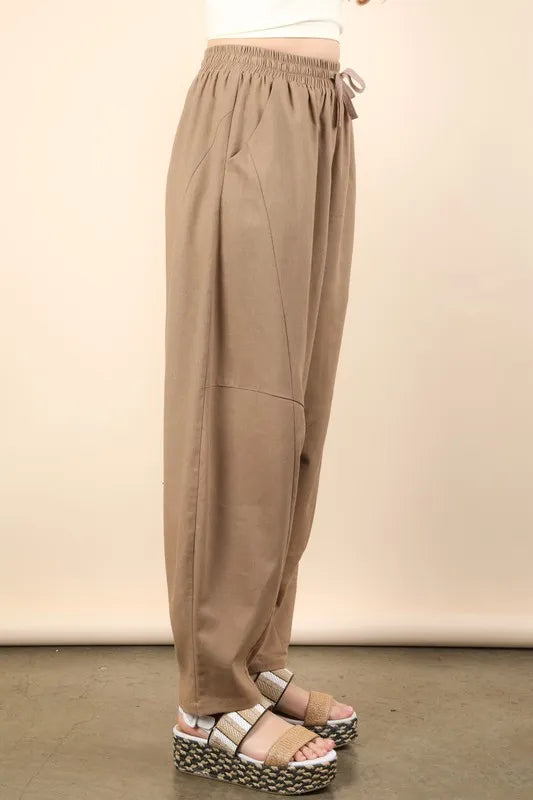 Image of VERY J Solid Barrel Comfy Woven Pants | Queeble.shop