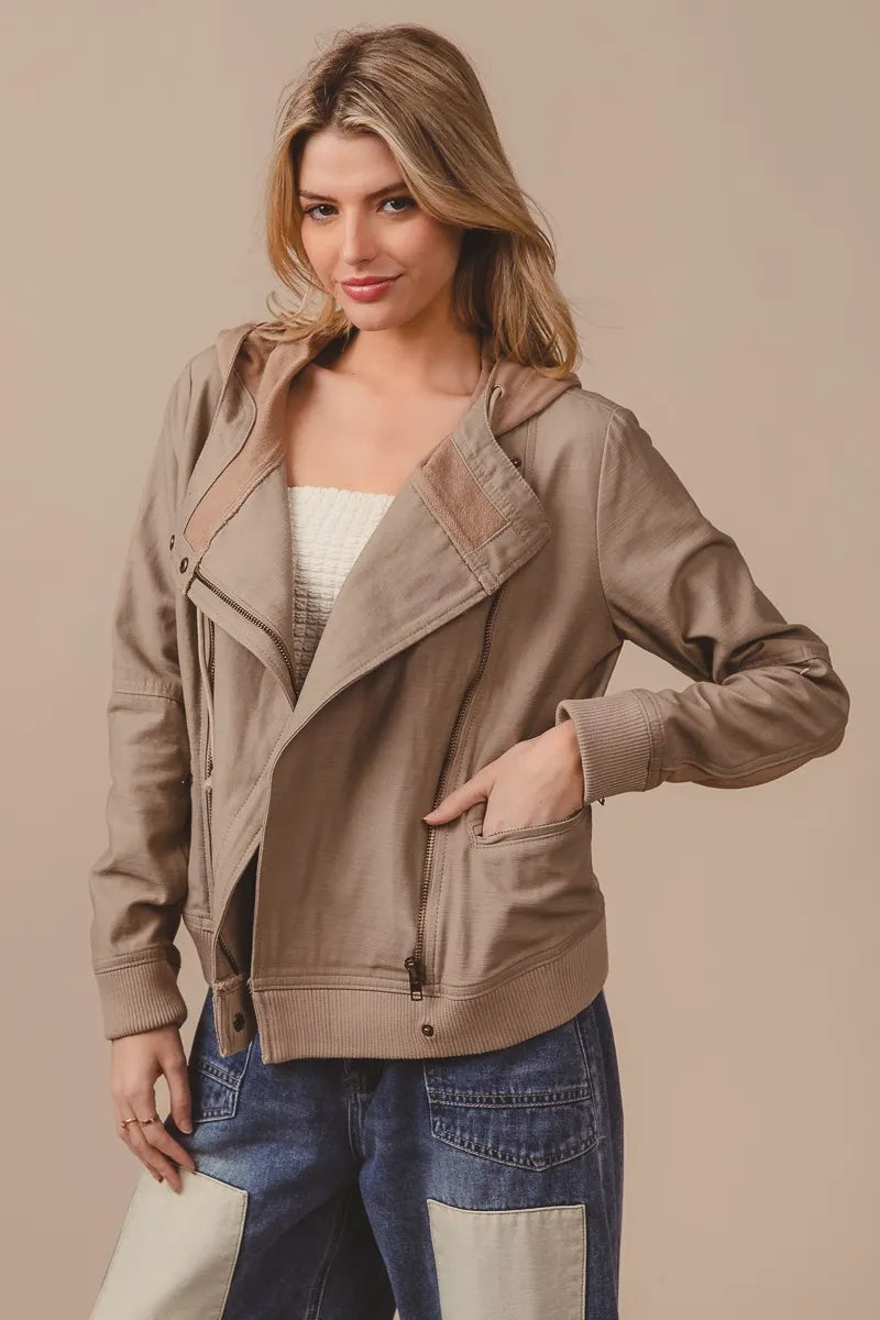 Image of BiBi Textured Woven Rider Jacket | Queeble.shop