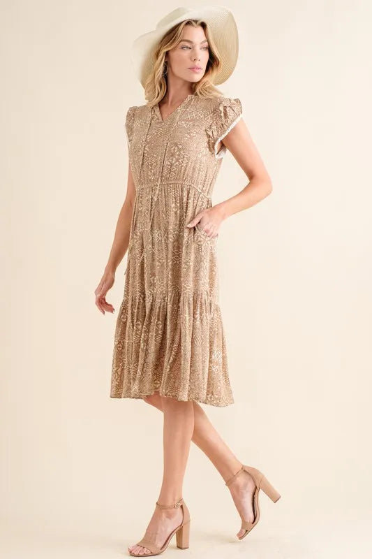 Image of And The Why Boho Printed Tiered Maxi Dress | Queeble.shop