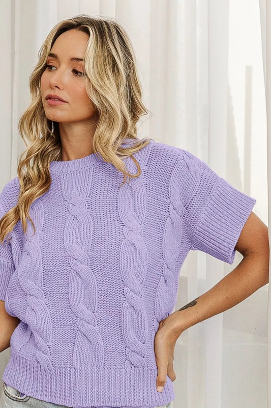 Image of BiBi Cable Knit Textured Sweater Top | Queeble.shop