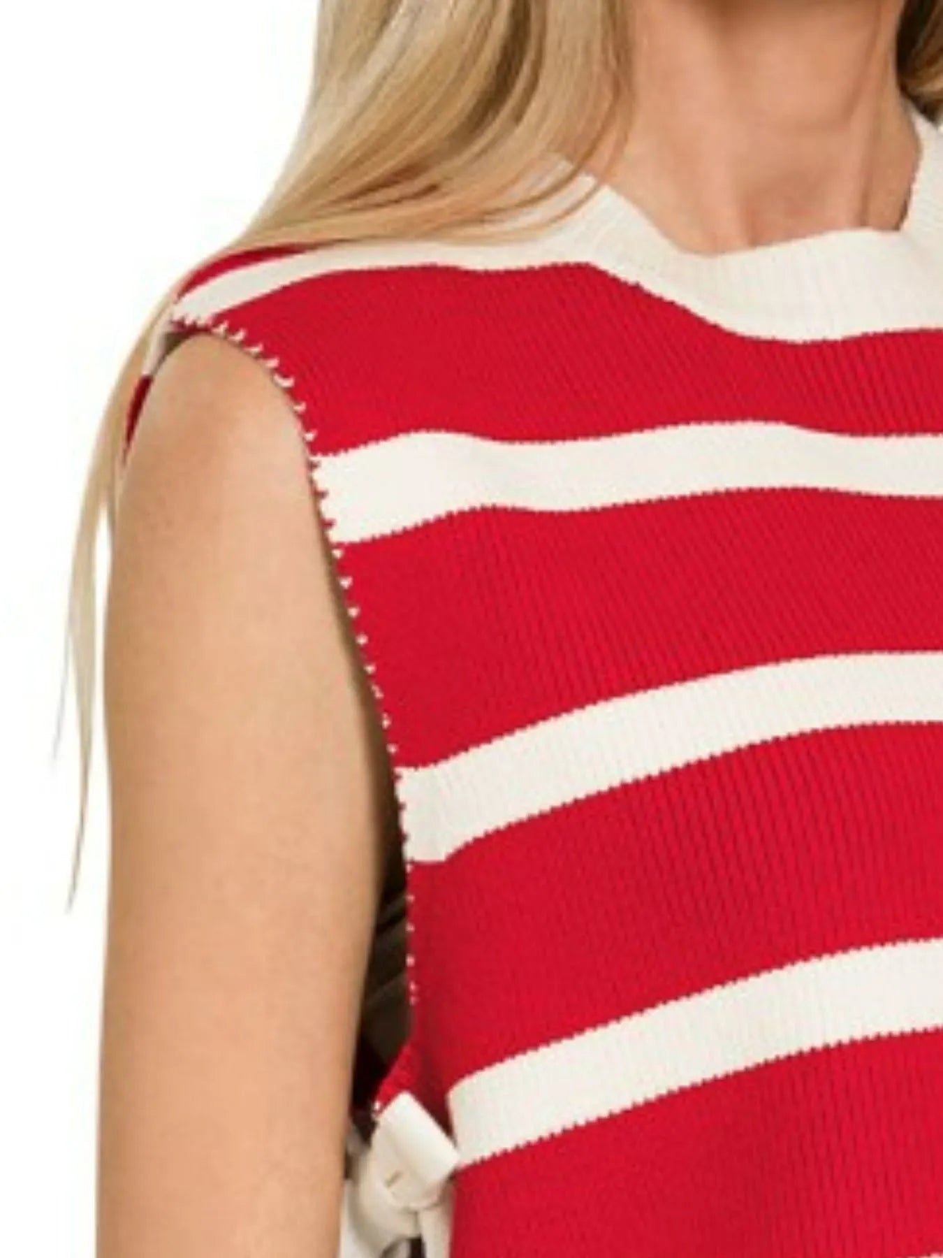 Image of Zenana Side Tie Stripe Sweater Vest | Queeble.shop