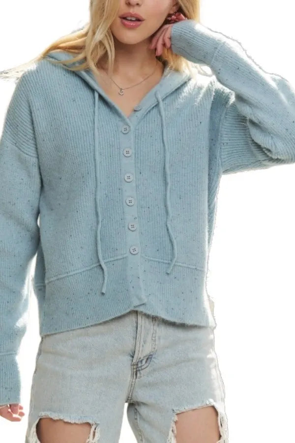 Image of ADORA Hoodie Relaxed Fit  Ribbed Cuffs Sweater Cardigan | Queeble.shop
