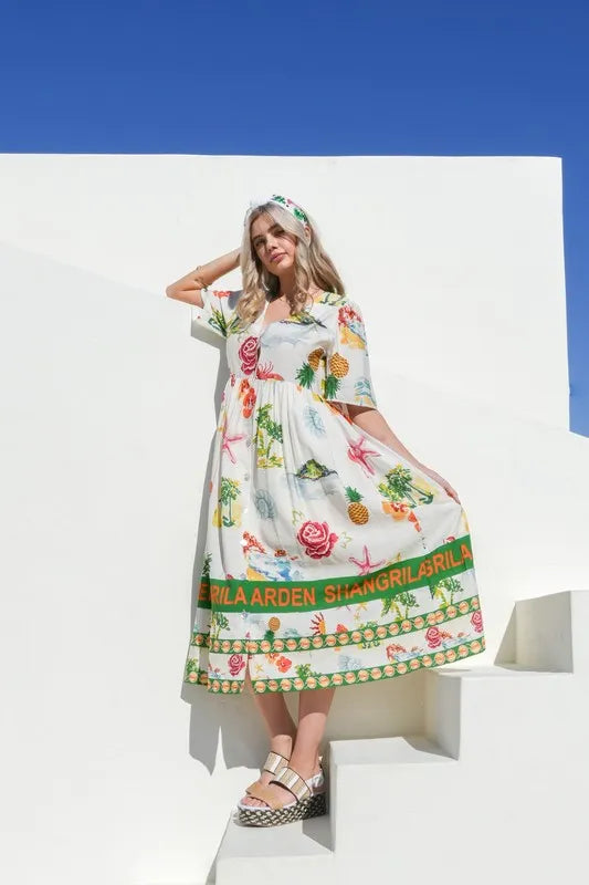 Image of VERY J Button Down Printed Midi Dress | Queeble.shop