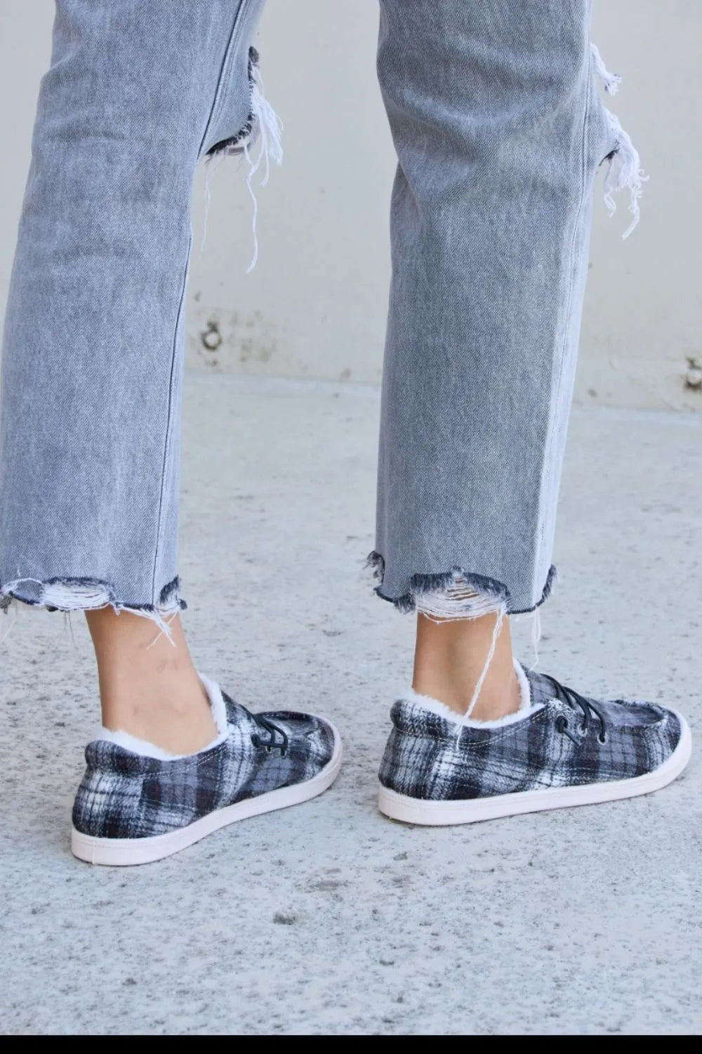 Image of Forever Link Plaid Plush Flat Sneakers | Queeble.shop