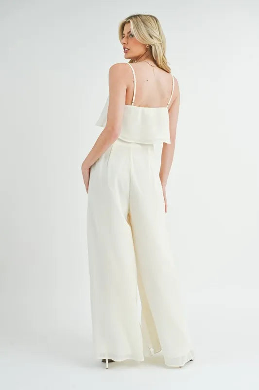 Image of MABLE Crop Cami and Ruffled Wide Leg Pants Set | Queeble.shop