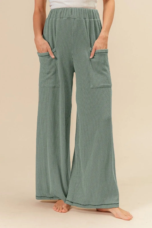 Image of BiBi 2tone Cord Rib Waist Band Side Pocket Pants | Queeble.shop