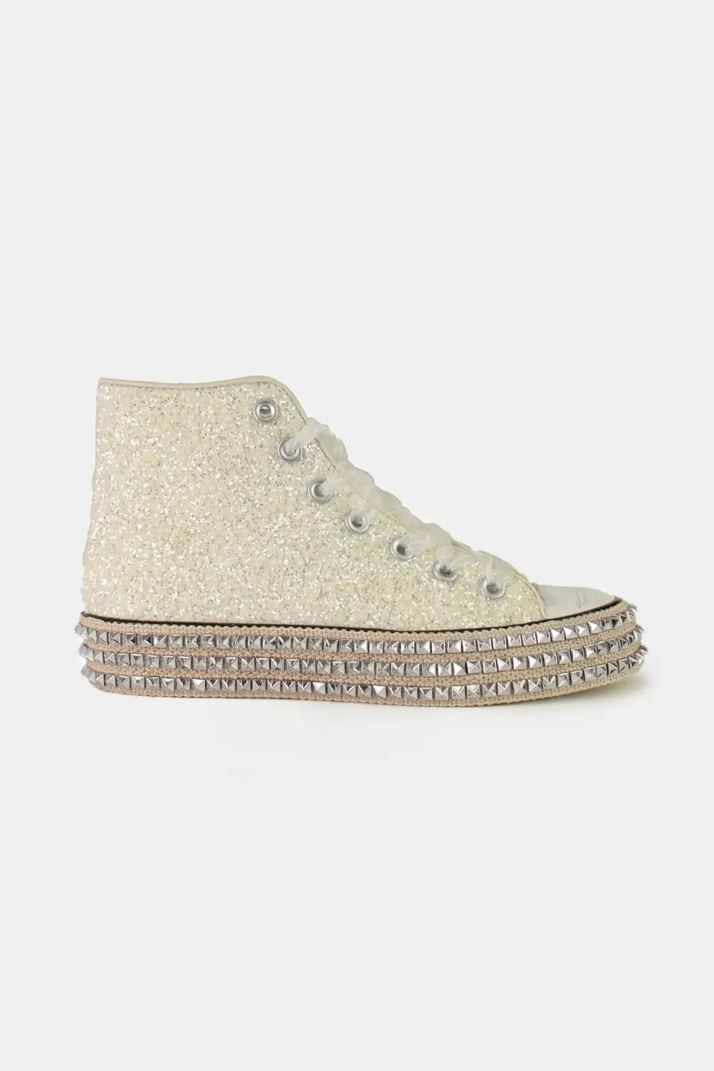 Image of Beast Fashion Glitter Lace-Up Studded Platform Sneakers | Queeble.shop