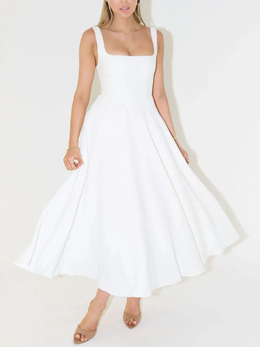 Image of Square Neck Sleeveless Midi Dress | Queeble.shop