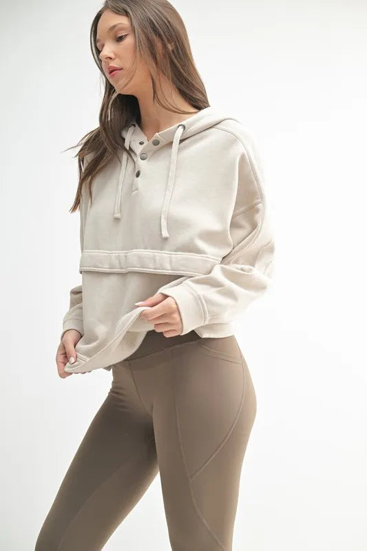 Image of MONO B Drift Burnout Fleece Snap Hoodie | Queeble.shop