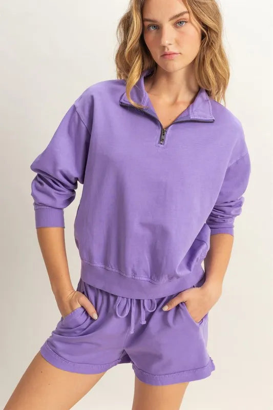 Image of HYFVE Quarter Zip Drop Shoulder Sweatshirt | Queeble.shop