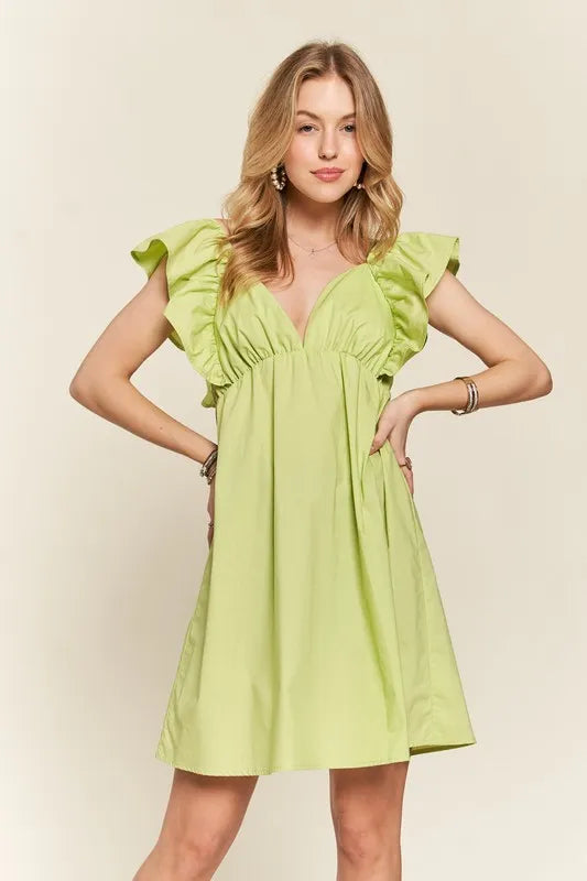 Image of ADORA Smocked Back Ruffled Cap Sleeve Babydoll Dress | Queeble.shop