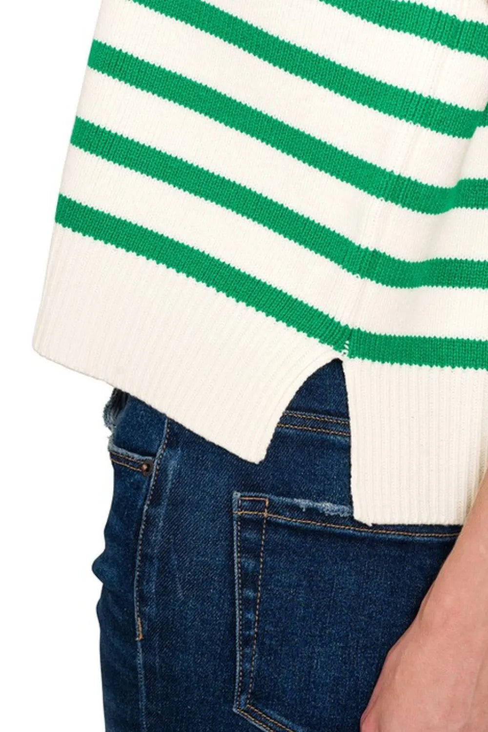Image of Zenana Oversized Crew Neck Stripe Sweater Vest | Queeble.shop