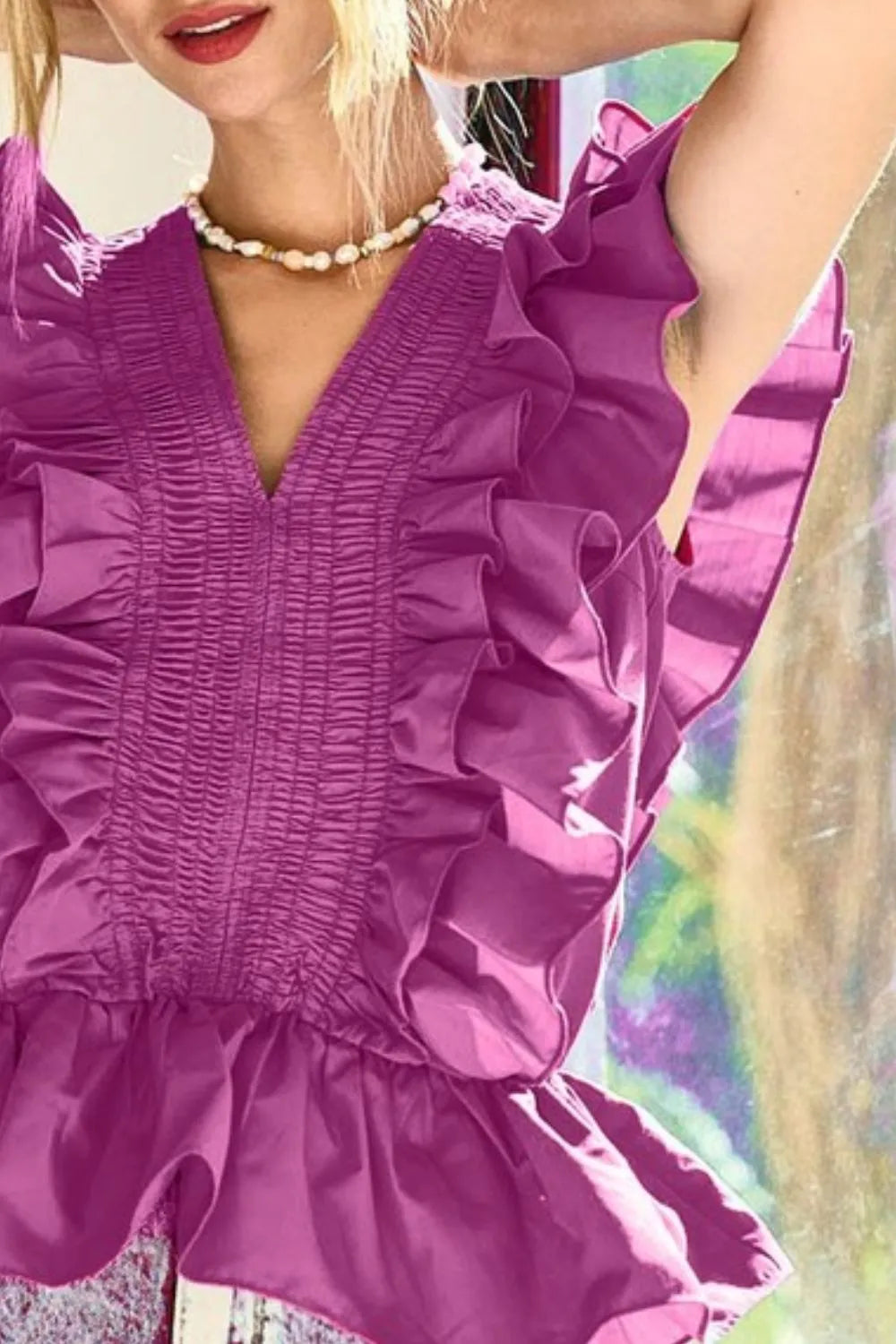 Image of BiBi Woven Ruffled Top | Queeble.shop