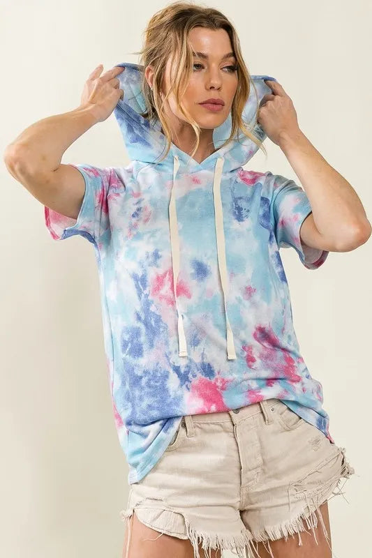 Image of BiBi Tie Dye Terry Hoodie with Drawstring | Queeble.shop