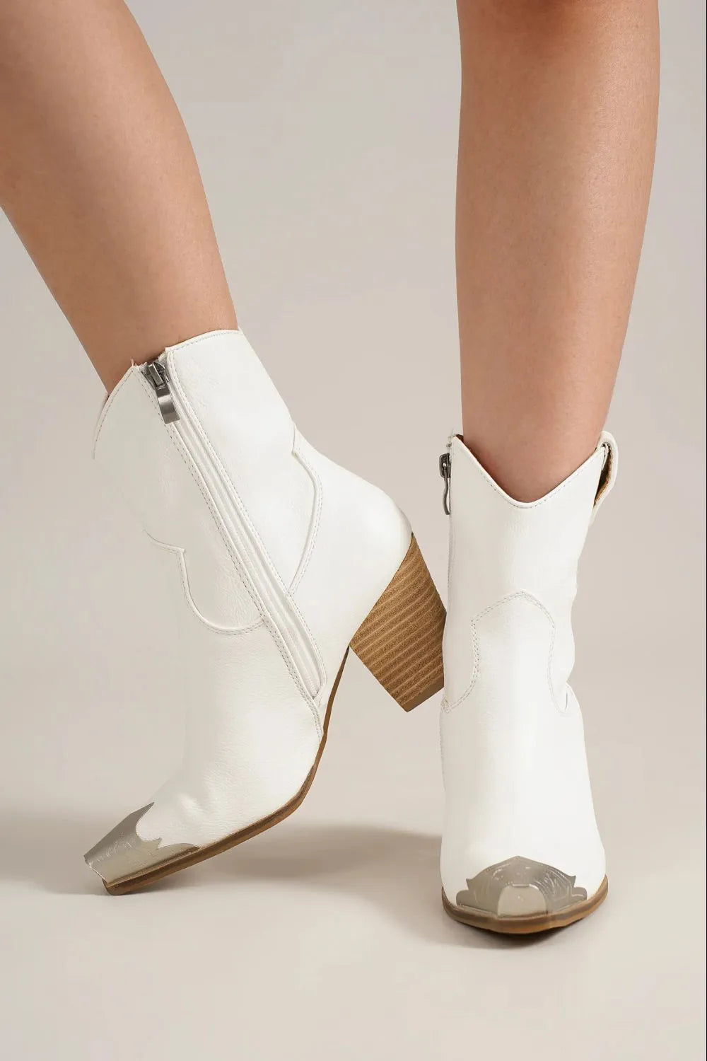 Image of Beast Fashion Faux Leather Block Heel Boots with Side Zippers | Queeble.shop