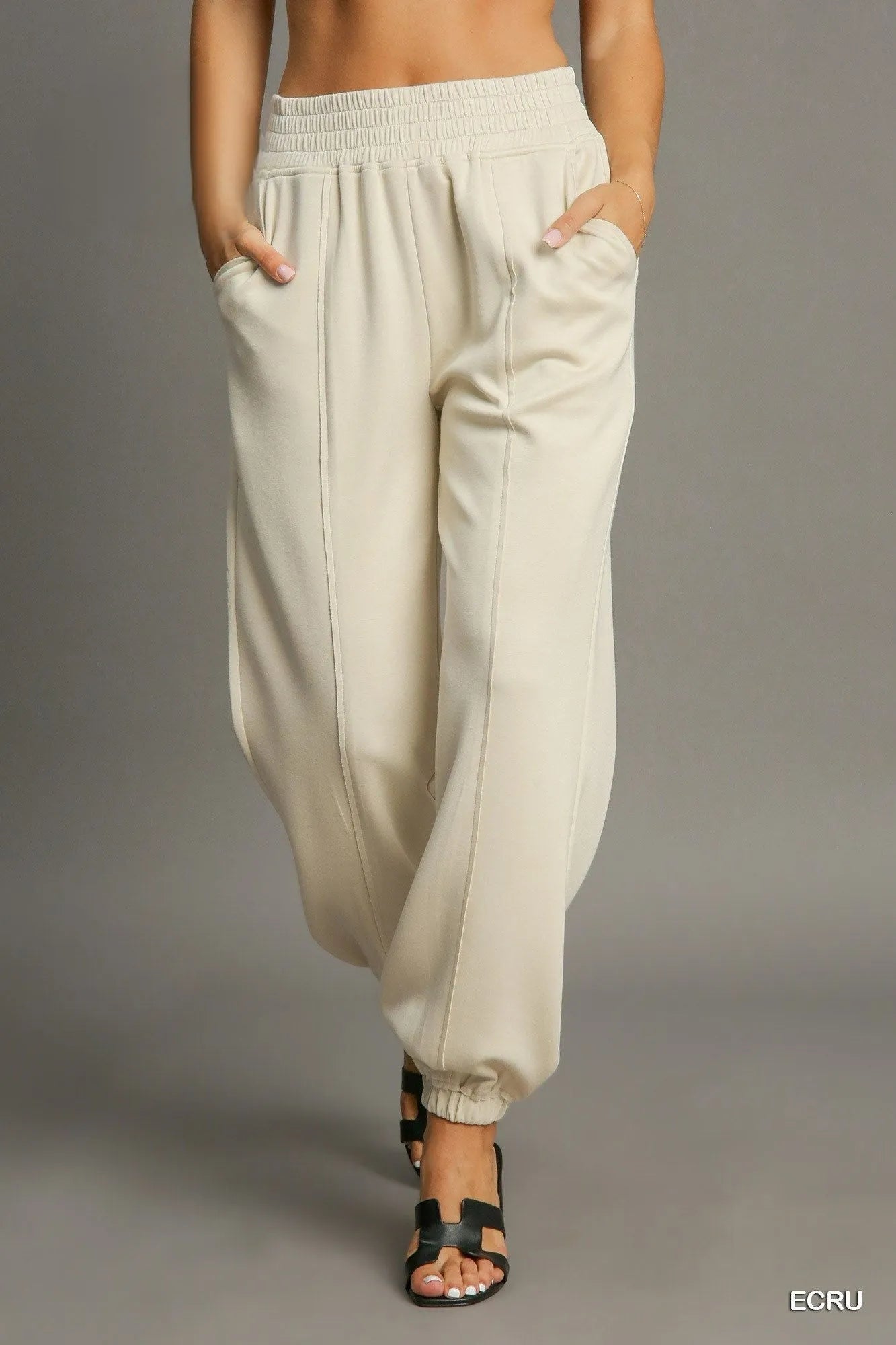 Image of Umgee Drawstring Jogger Pants with Front Seam Detail | Queeble.shop