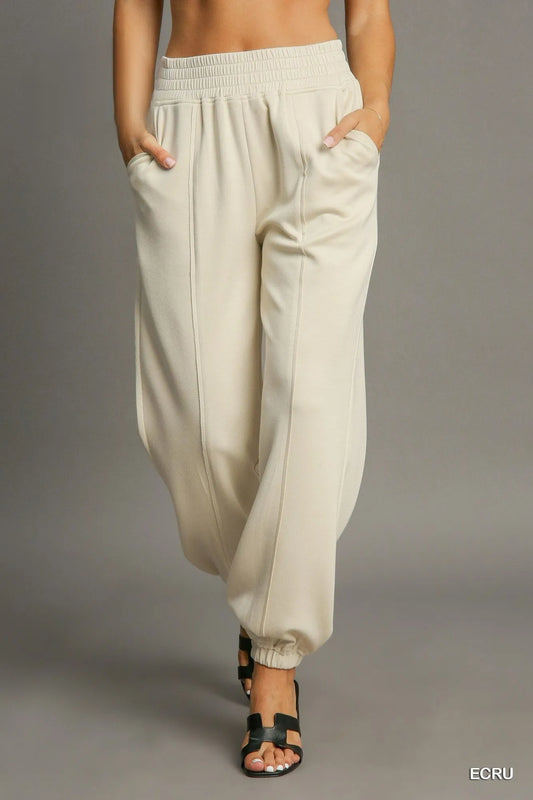 Image of Umgee Drawstring Jogger Pants with Front Seam Detail | Queeble.shop