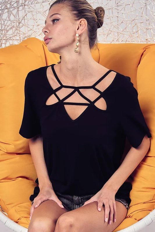 Image of BiBi Silky Knit Top with Front Details | Queeble.shop
