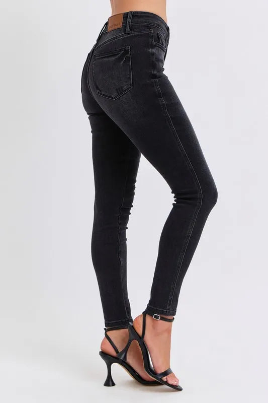 Image of Judy Blue Full Size Mid Rise Tummy Control Skinny Jeans Plus Size | Queeble.shop