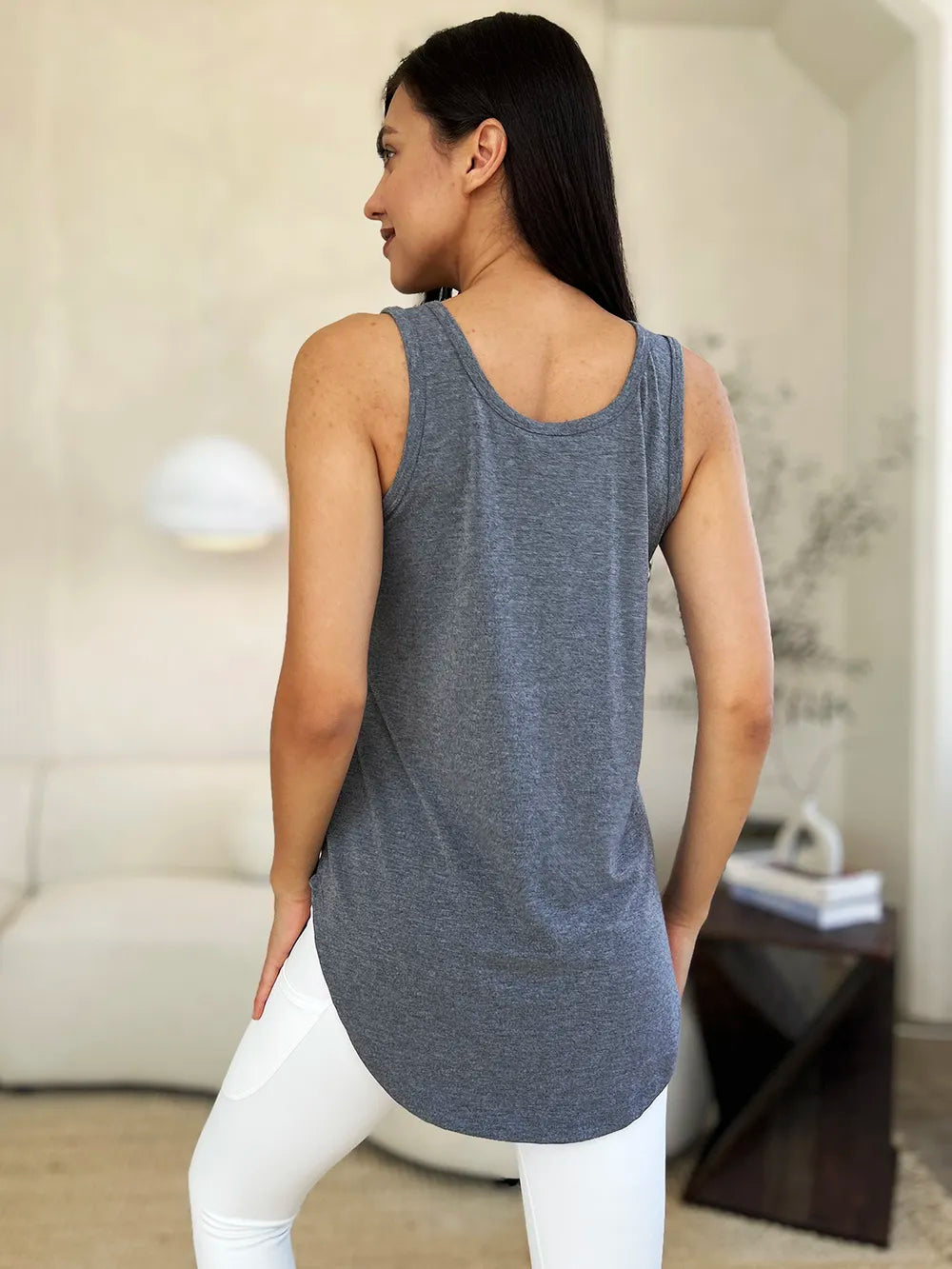 Image of Basic Bae Full Size Round Neck Curved Hem Tank | Queeble.shop