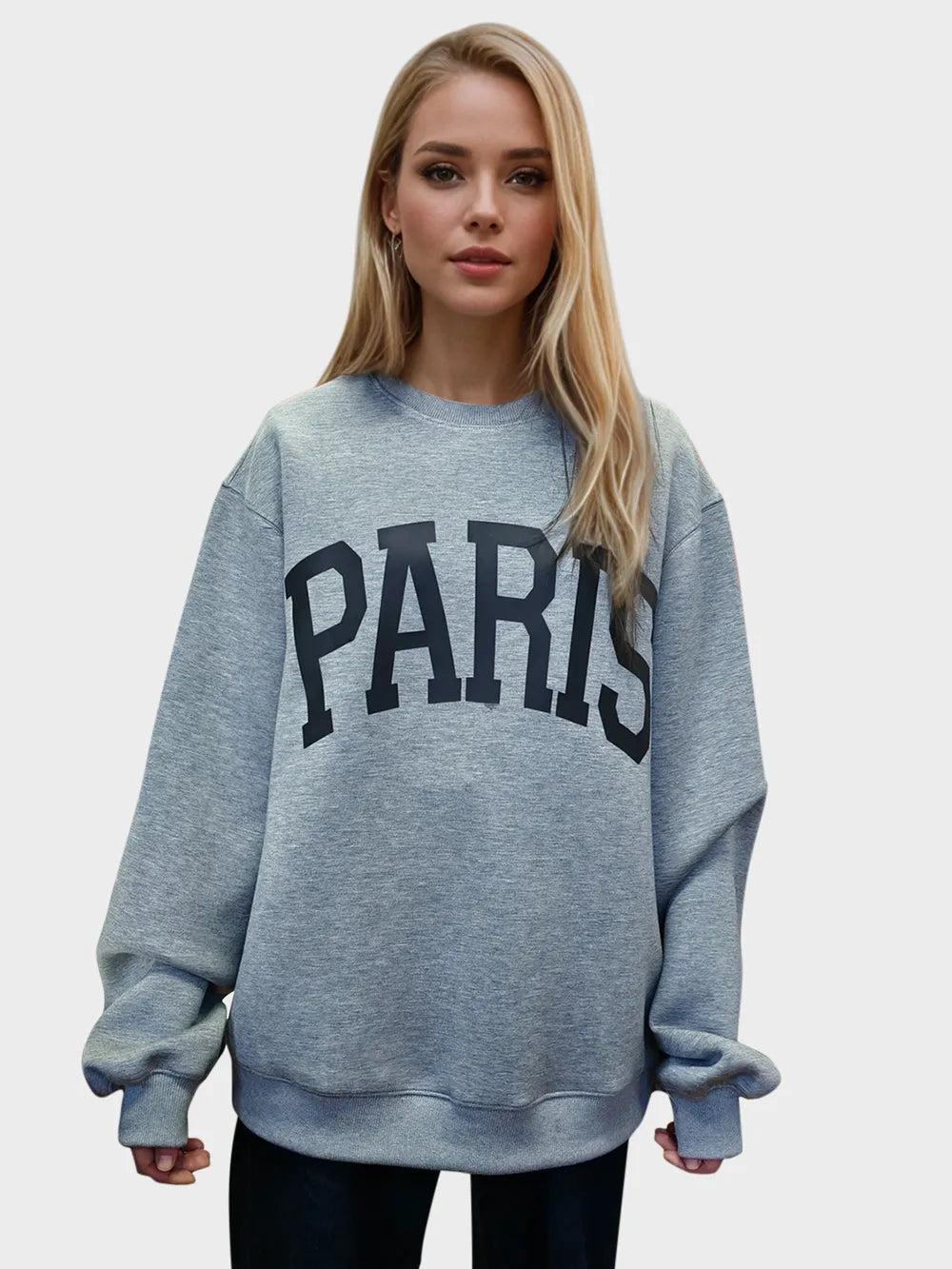 Image of Basic Bae PARIS Round Neck Long Sleeve Air Scuba Sweatshirt | Queeble.shop