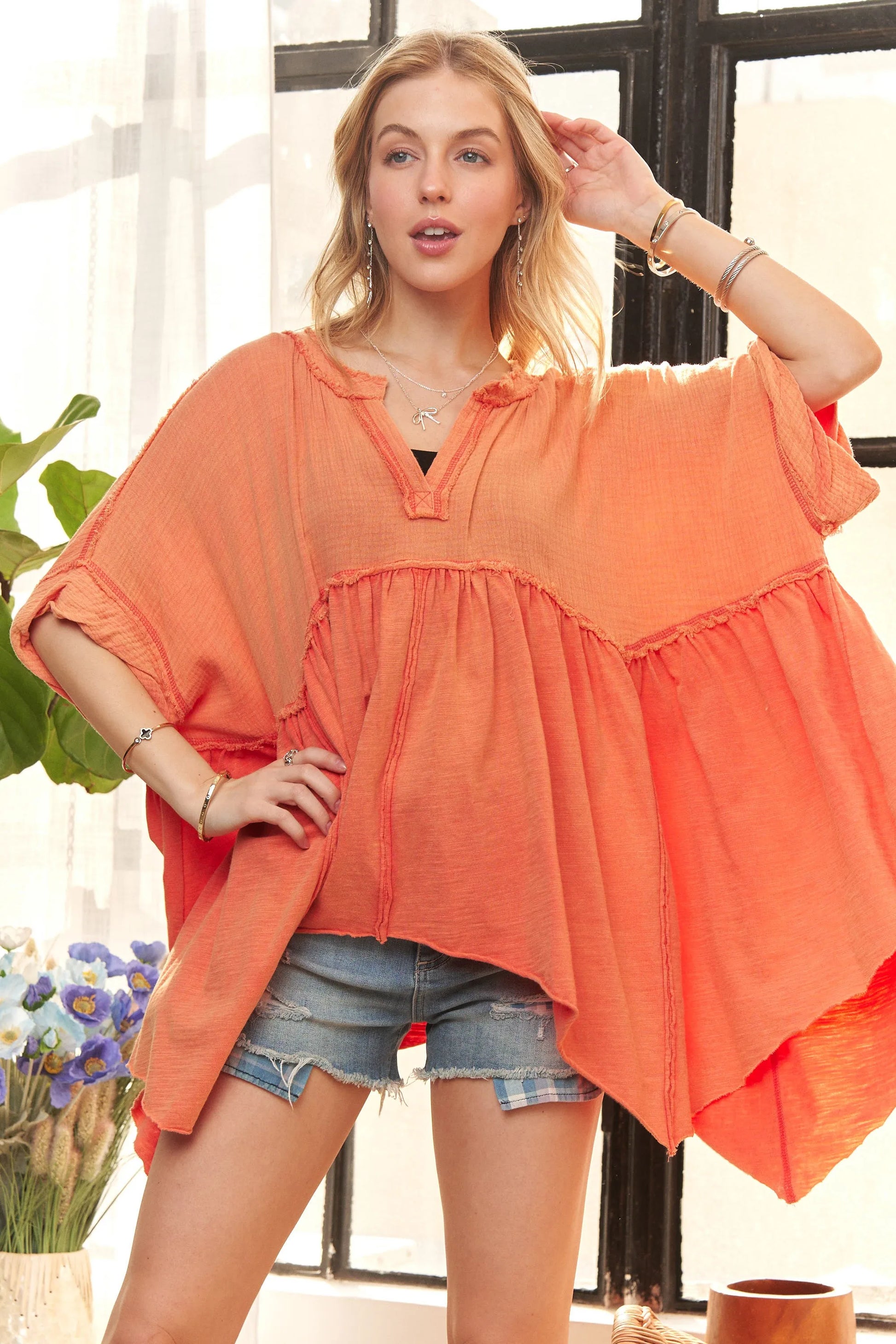 Image of ADORA Oversized Mineral Washed Flare Top | Queeble.shop