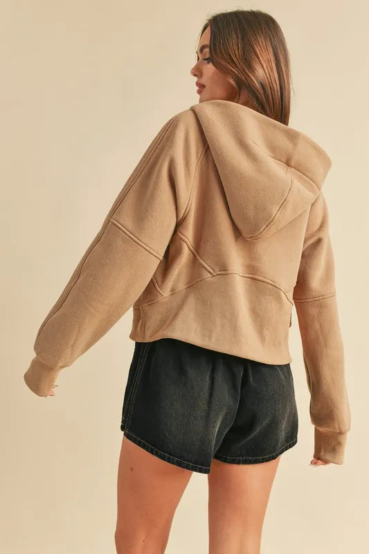 Image of Aemi + Co Half Zip Raglan Sleeve Hoodie with Kangaroo Pocket | Queeble.shop