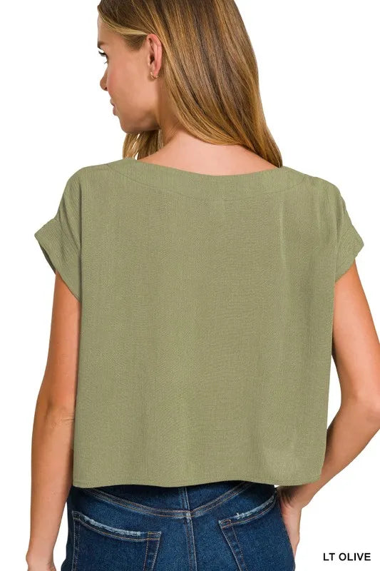 Image of Zenana Woven Crinkle Gauze Crop Tee and Skirt Set | Queeble.shop