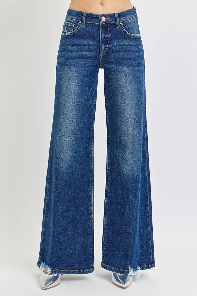 Image of RISEN Full Size Mid Rise Wide Jeans Plus Size | Queeble.shop