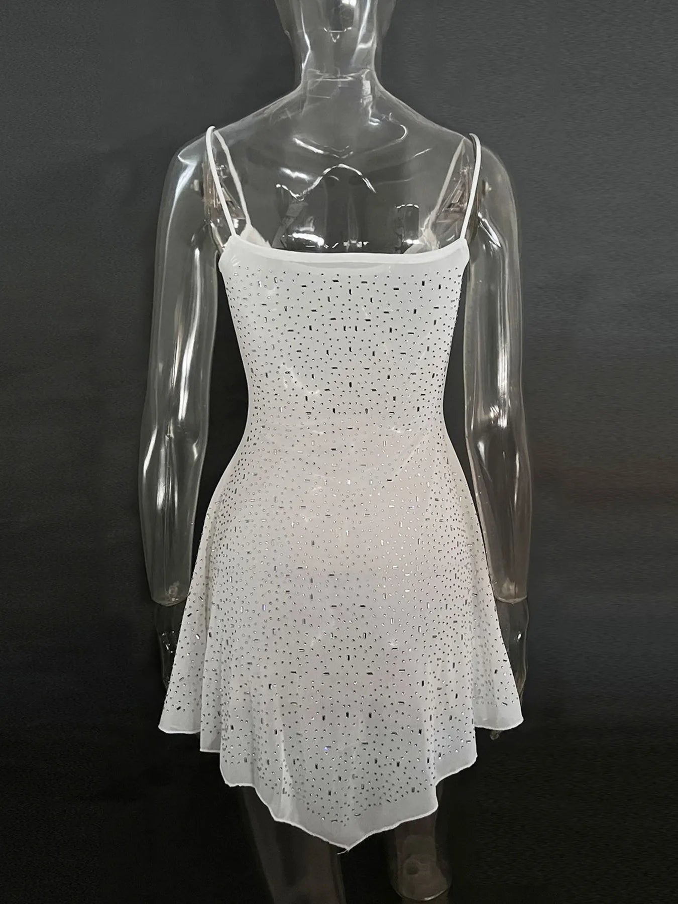 Image of Rhinestone Decor Mini Cami Dress | Queeble.shop