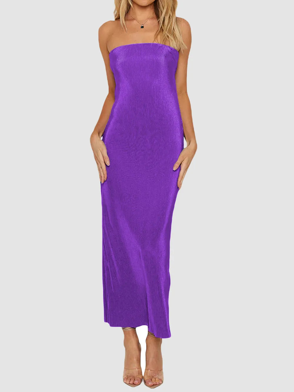 Image of Lace-Up Back Tube Maxi Dress | Queeble.shop