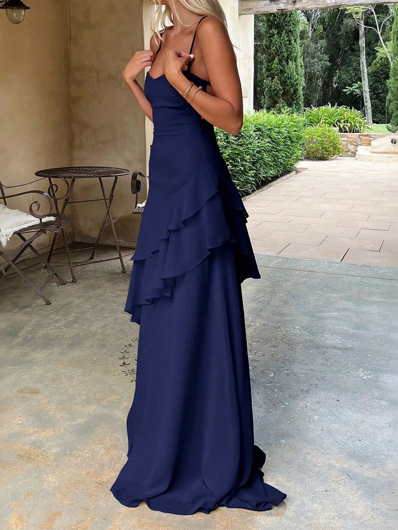 Image of Sweetheart Neck Ruffled Maxi Cami Dress | Queeble.shop