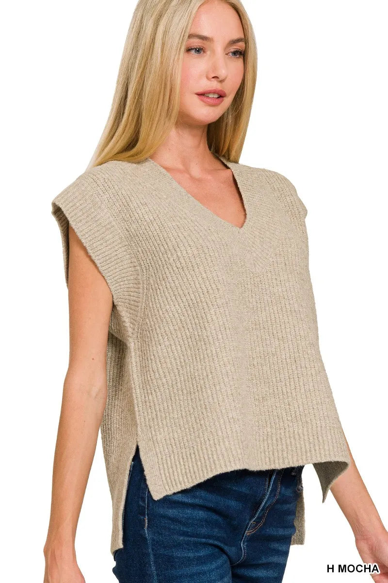 Image of Zenana Oversized Sweater Vest with Side Slit | Queeble.shop