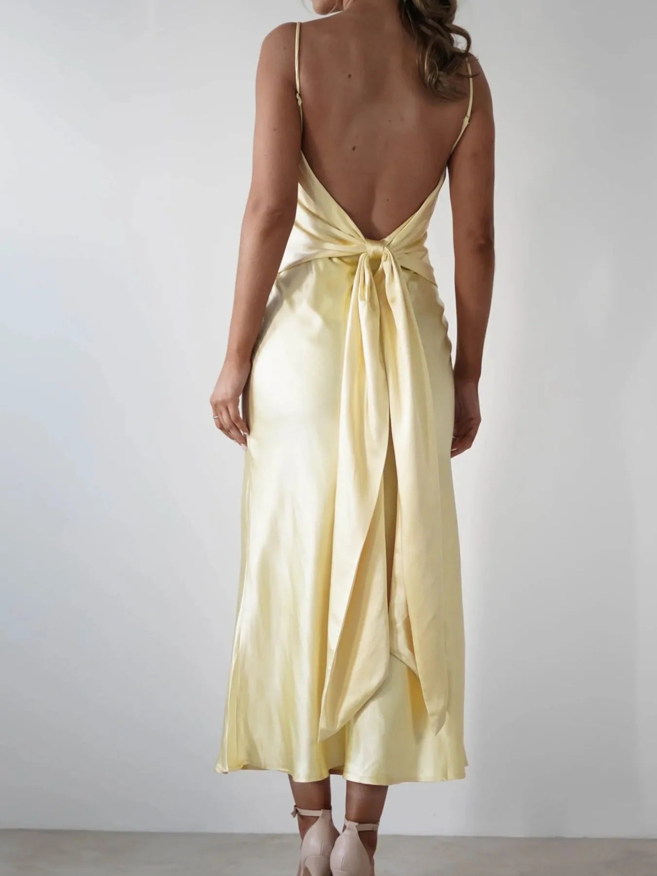 Image of Satin Backless Cami Dress | Queeble.shop