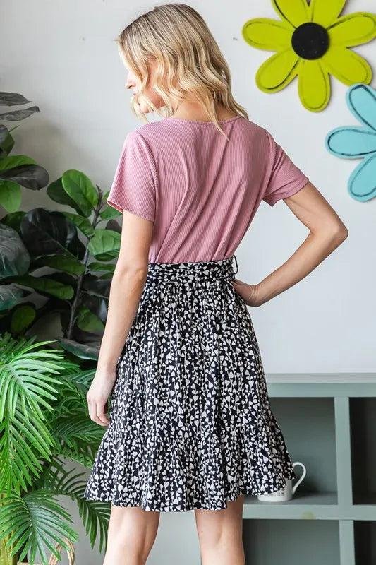 Image of Heimish Full Size Short Sleeve Solid And Animal Print Mini Dress Plus Size | Queeble.shop