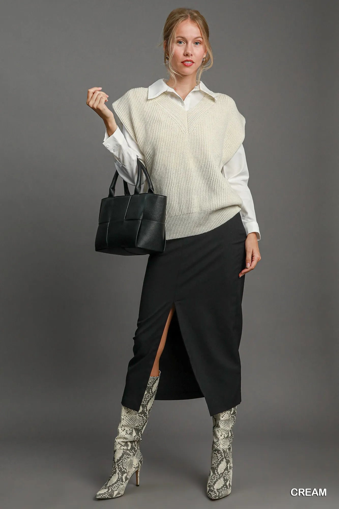 Image of Umgee Oversized V Neck Vest | Queeble.shop