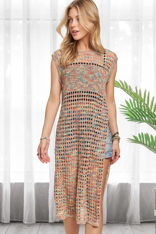 Image of ADORA Multi Color Crochet Tunic Top | Queeble.shop